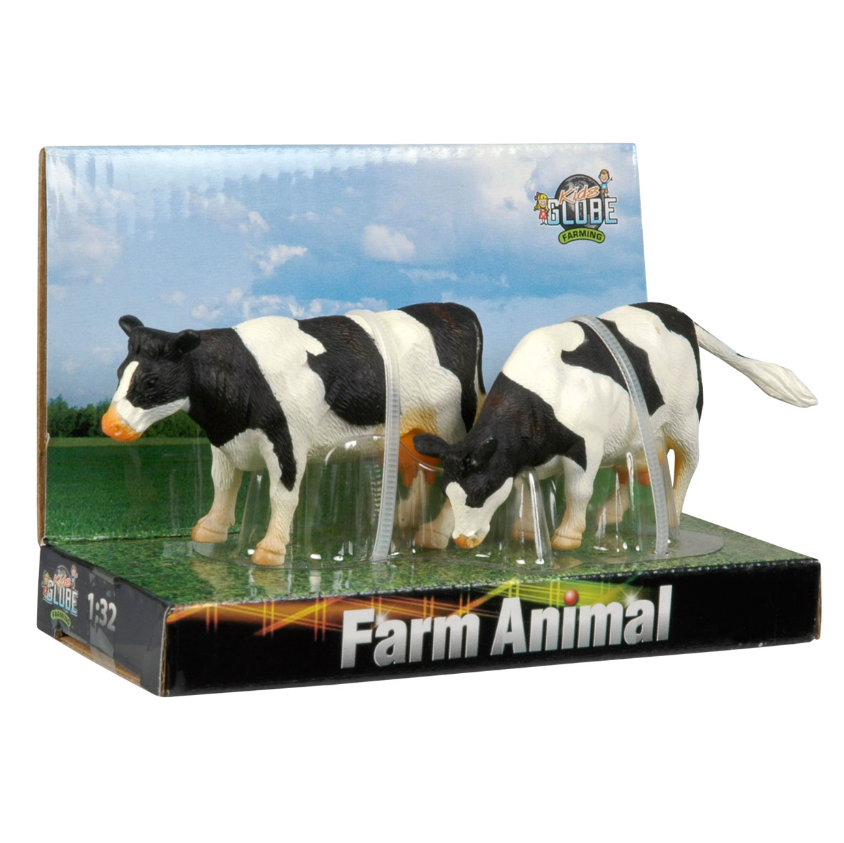 Vache noir/blanc debout 1:32, 2pcs